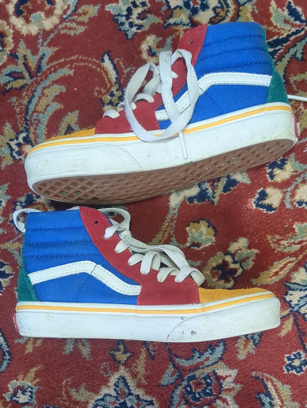 Kids High-Top Colorblock Sneakers in Blue/Red/Yellow/Green Little Kids Size 12
